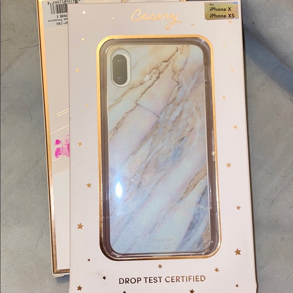 iPhone X Marble Casery case & glass protector